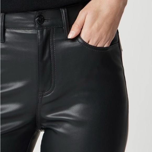 J Crew factory Black Faux Leather sz 27 Pants NWT - Picture 2 of 13
